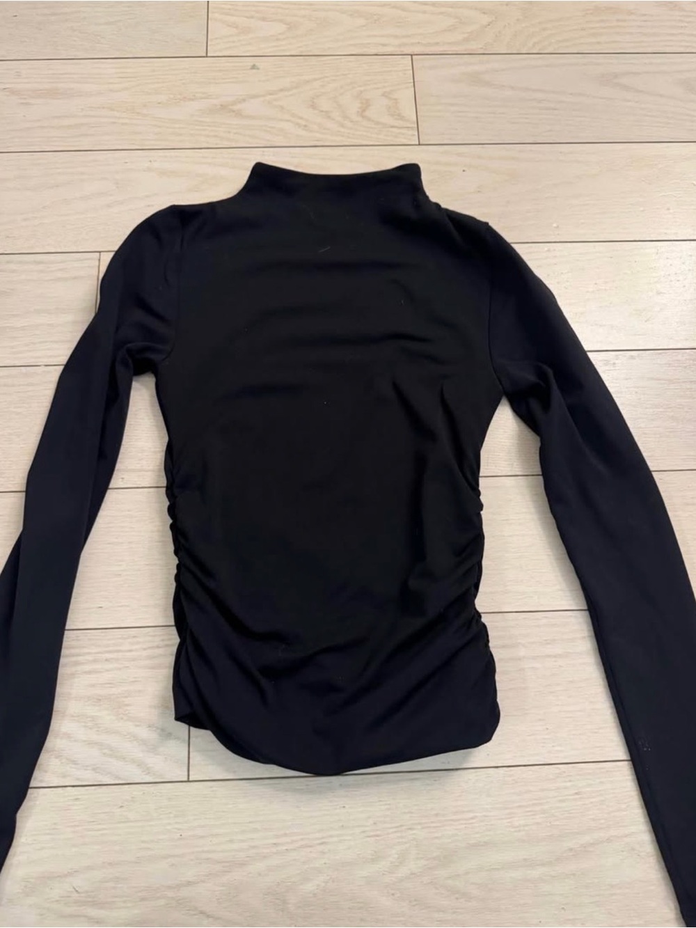 Aritzia Black Long Sleeve Mock Neck Top with Side Ruching
